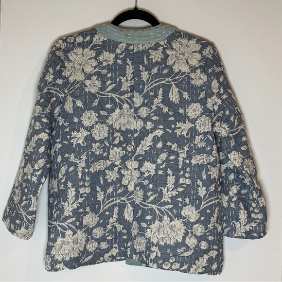 J.Jill Pure Jill Kantha Quilted Floral Open Front Jacket Size XS - Picture 5 of 8